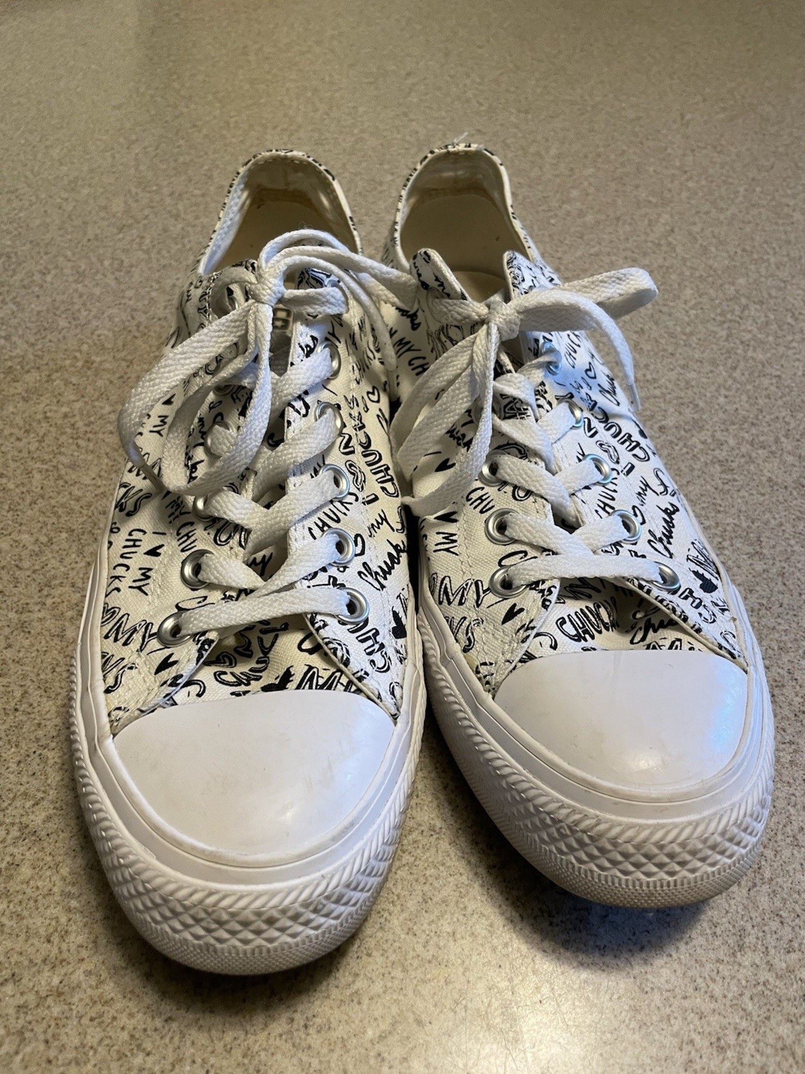 Converse I Love My Chucks White & Black Print M 7.5, W 9.5 All Star Sneaker